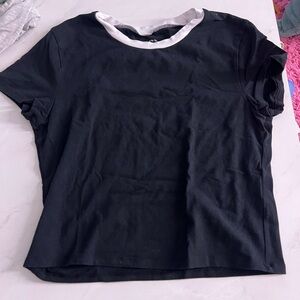 Abercrombie & Fitch Black baby Tee with White Trim